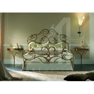 μεταλλικό κρεβάτι με καπιτονέ κεφαλάρι Art 3013-003