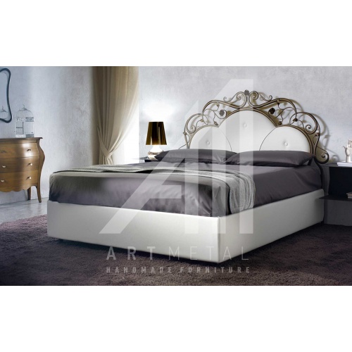 μεταλλικό κρεβάτι με καπιτονέ κεφαλάρι Art 3013-002