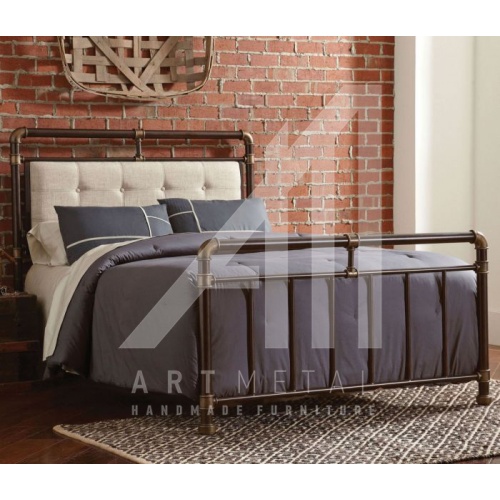 μεταλλικό κρεβάτι με καπιτονέ κεφαλάρι Art 3013-018