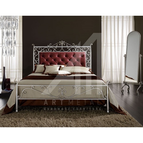 μεταλλικό κρεβάτι με καπιτονέ κεφαλάρι Art 3013-019