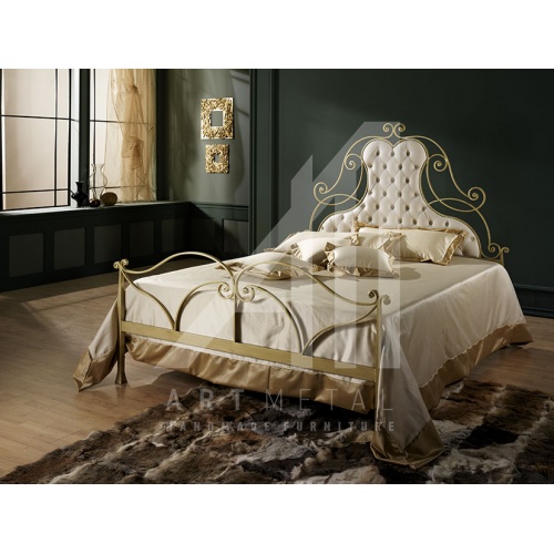 μεταλλικό κρεβάτι με καπιτονέ κεφαλάρι Art 3013-024