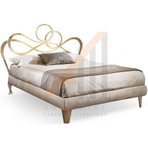 Ντυμένο κρεβάτι με μεταλλικό κεφαλάρι Art 3013-025